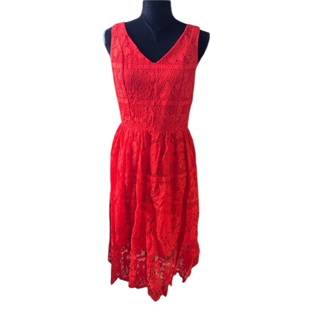 Boutique Womens Red Lace Midi‎ Tank Dress Small